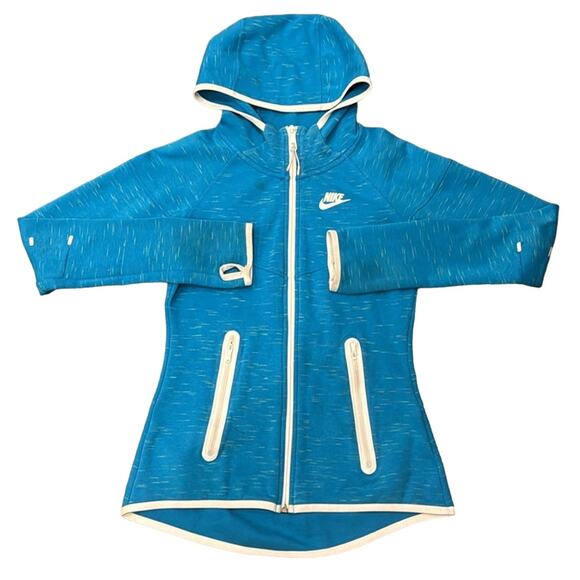 Nike Women's Tech Fleece FZ Hoodie Blue Yellow Size XS - Picture 3 of 8